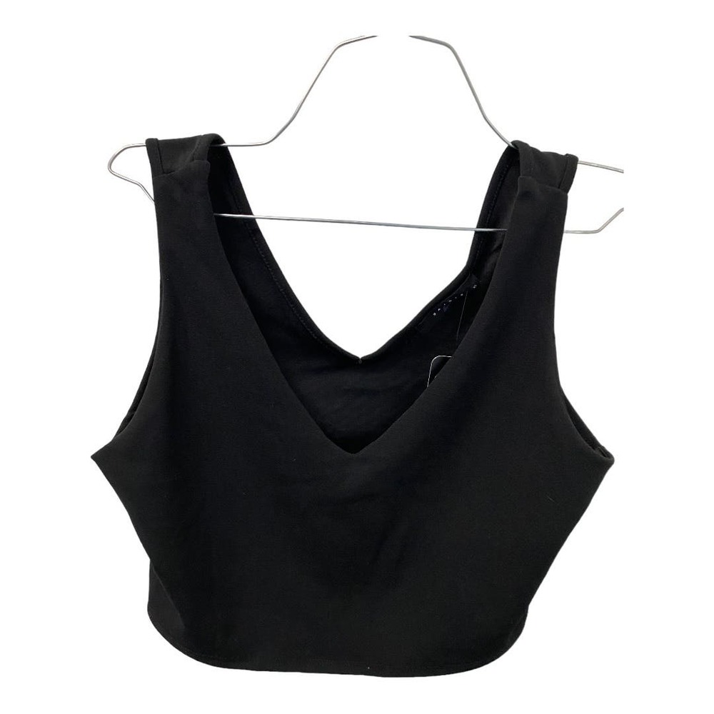 NWT 21 Saints Crop Top XL Black Double V-Neck Sleeveless Tank Casual Modern - Picture 2 of 3